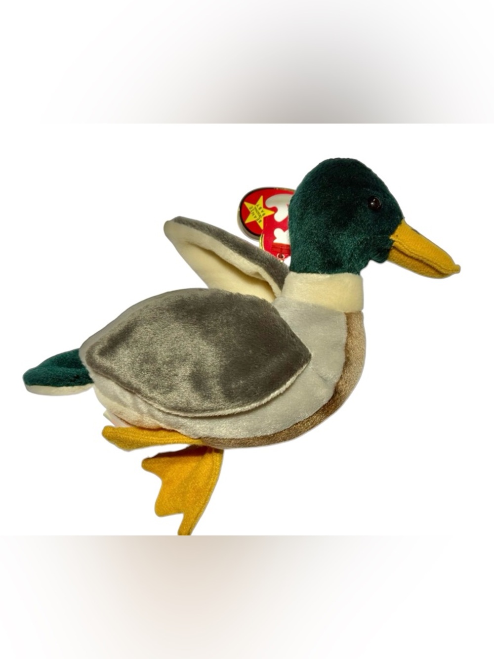 Ty Plush Mallard Duck in Green, Gray, Yellow|Beanie Baby 1996|Collectors plush